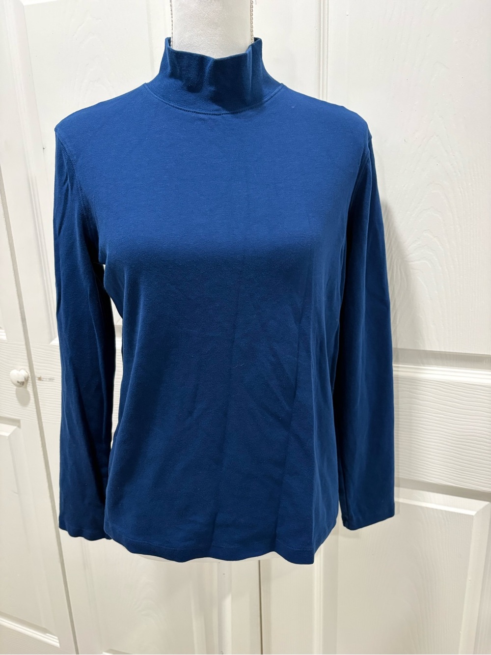 Women's Mock Neck Long Sleeve Top - Navy Blue